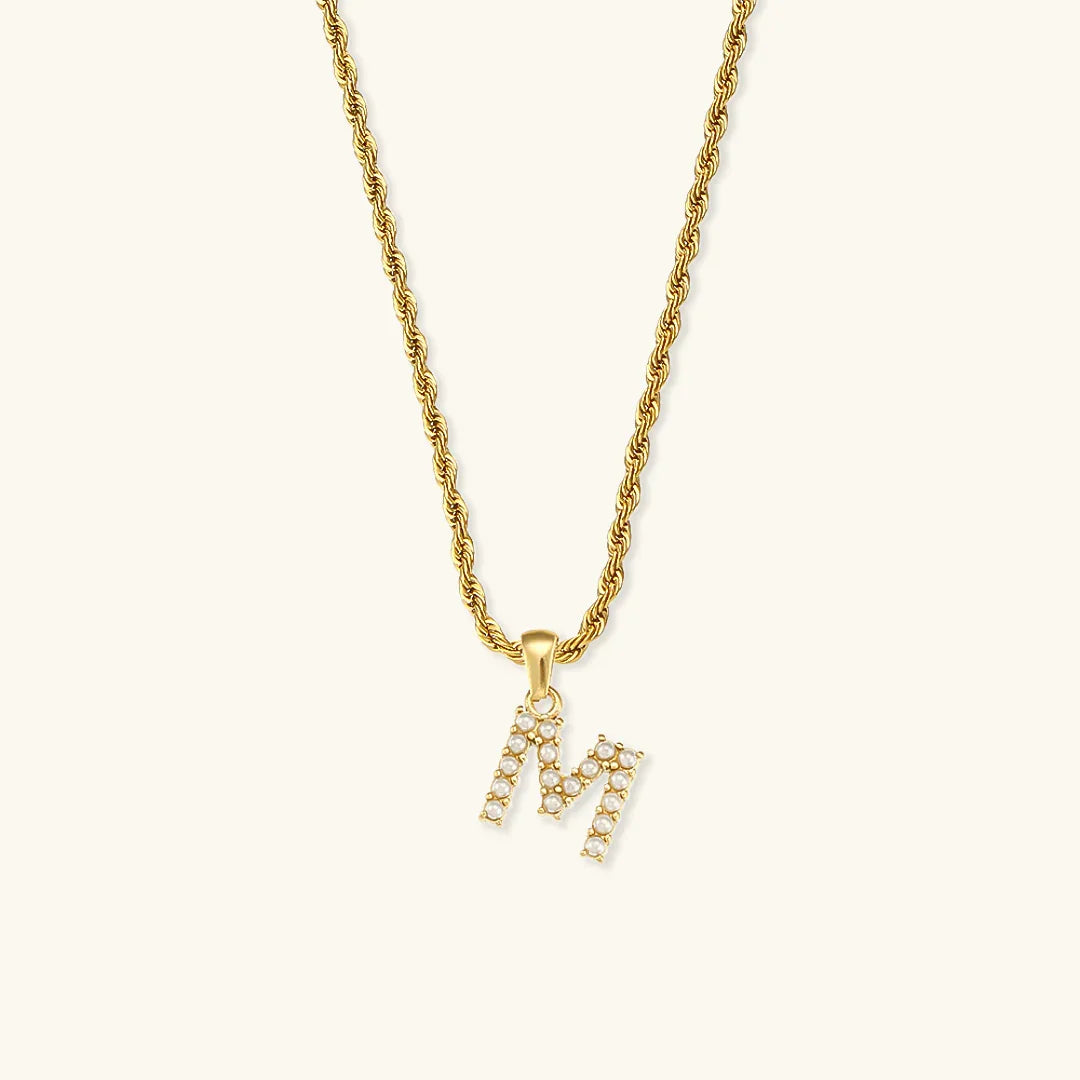 [Echo Fine]Elodie Initial Letter Pearl Necklace