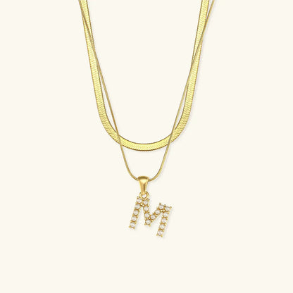 [Echo Fine]Fiona Layered Gold Initial Letter Necklace