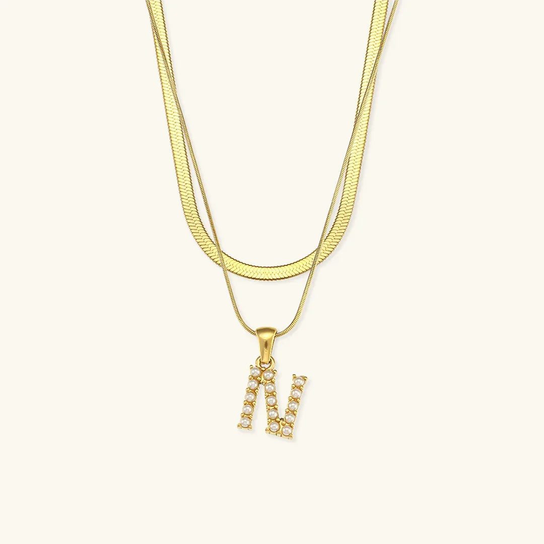 [Echo Fine]Fiona Layered Gold Initial Letter Necklace