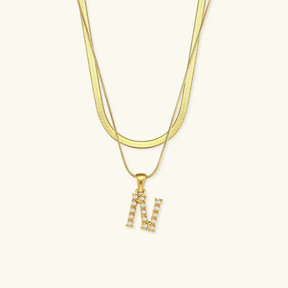 [Echo Fine]Fiona Layered Gold Initial Letter Necklace