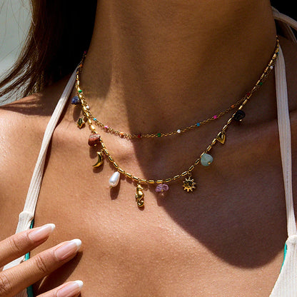 [Echo Fine]Cambria Coastal Charm Layered Necklace