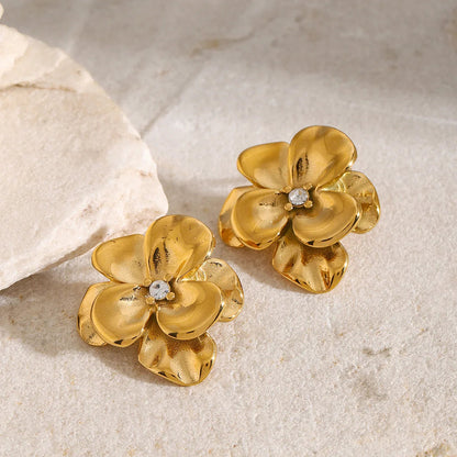 [Echo Fine]Ainsley Floral Gold Earrings