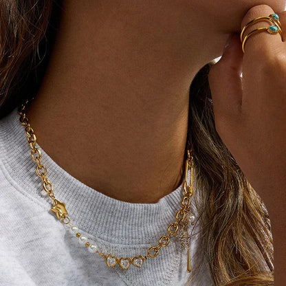 [Echo Fine]Zeraphine Diamond Pearl Gold Necklace