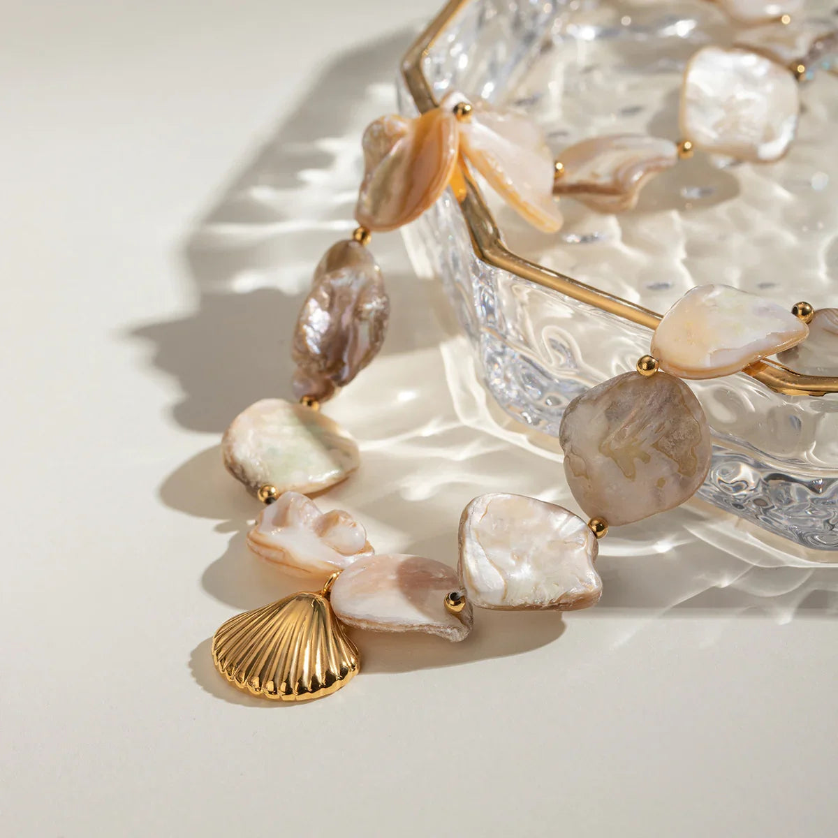 [Echo Fine]Aquamarine Seashell Necklace