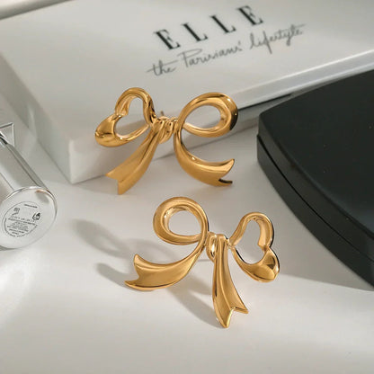 [Echo Fine]Carissa Gold Bowtie Earrings