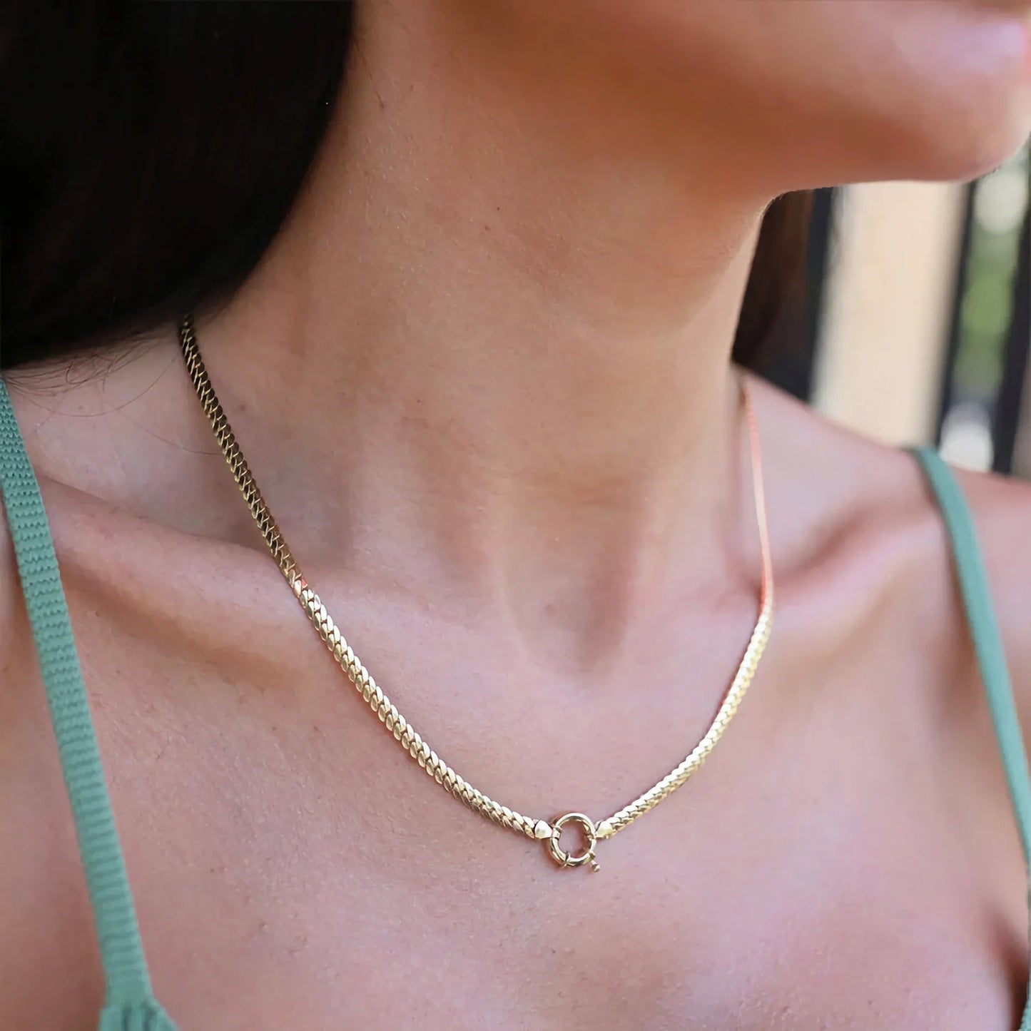 [Echo Fine]Gardenia Gold Herringbone Pendant