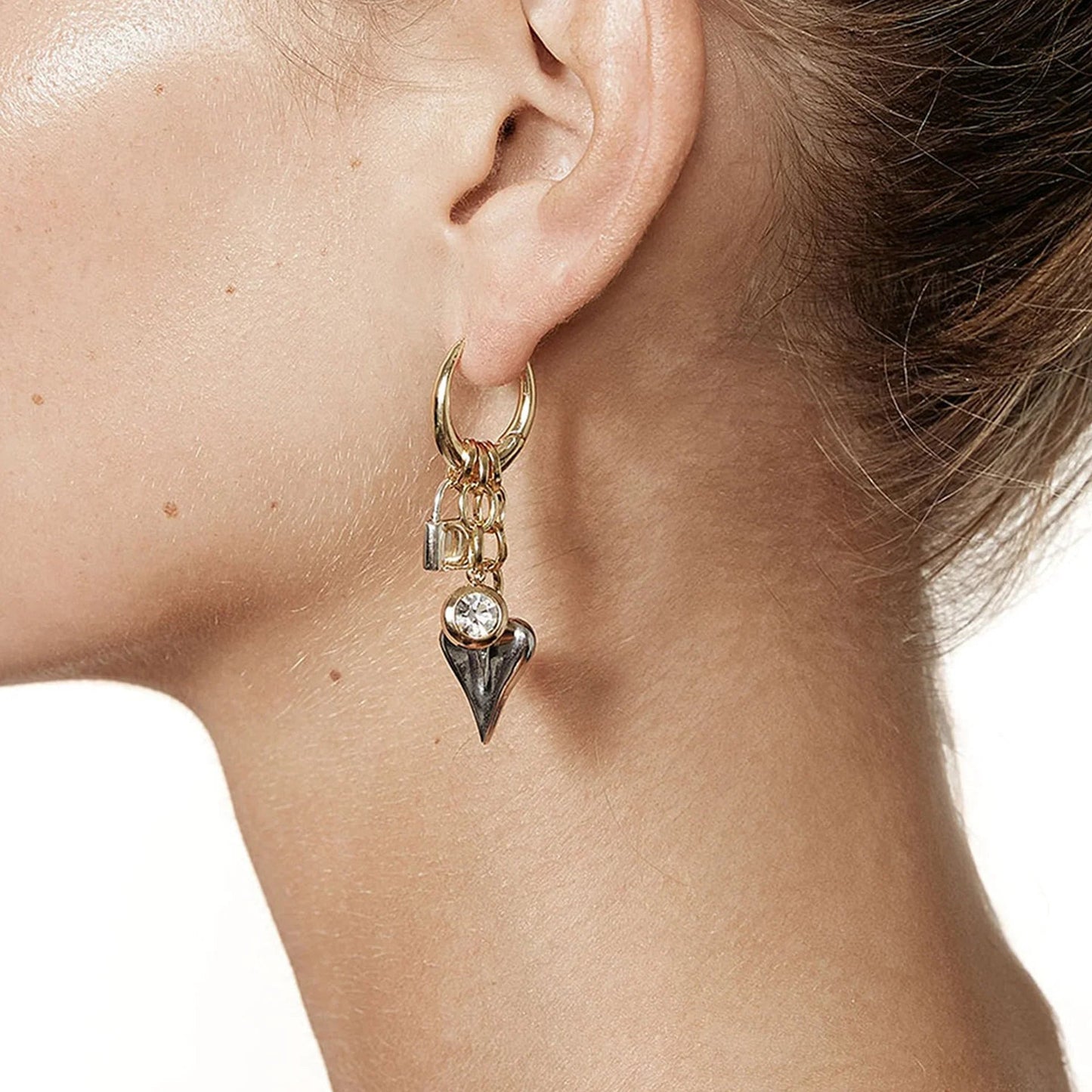 [Echo Fine]Sarah Heart & Lock Gold Earrings