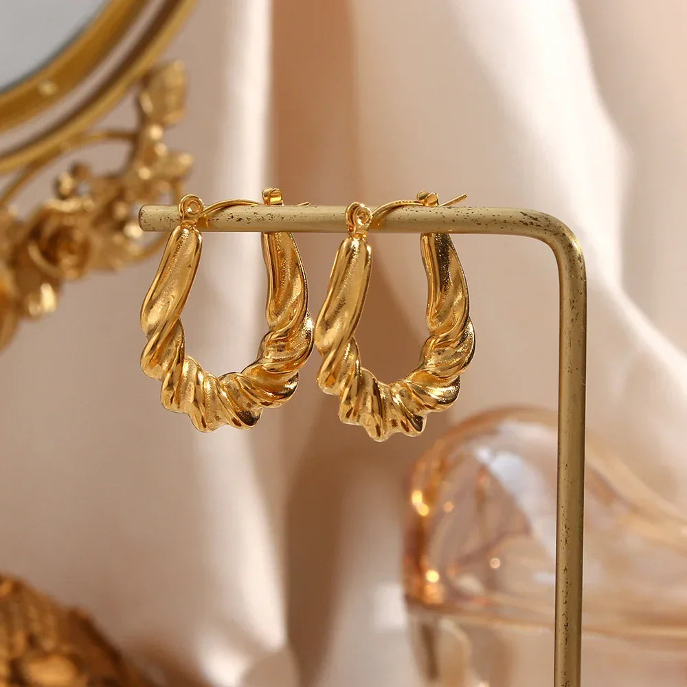 [Echo Fine]Adaline Twist Hoop Earrings