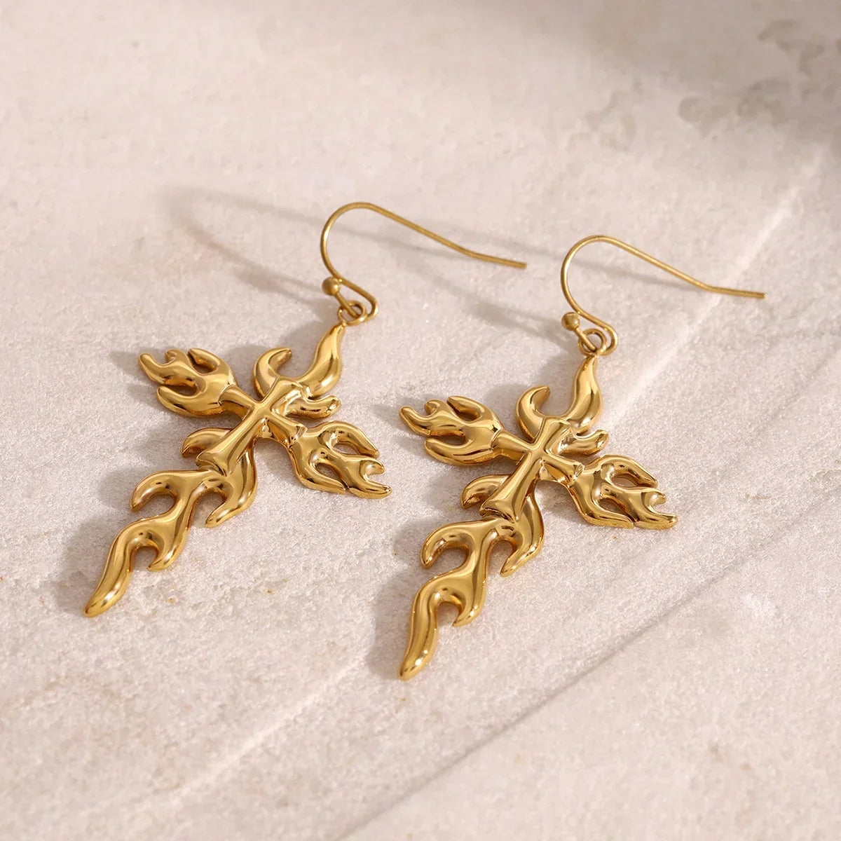[Echo Fine]Adrielle Branched Cross Gold Earrings