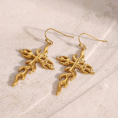 [Echo Fine]Adrielle Branched Cross Gold Earrings