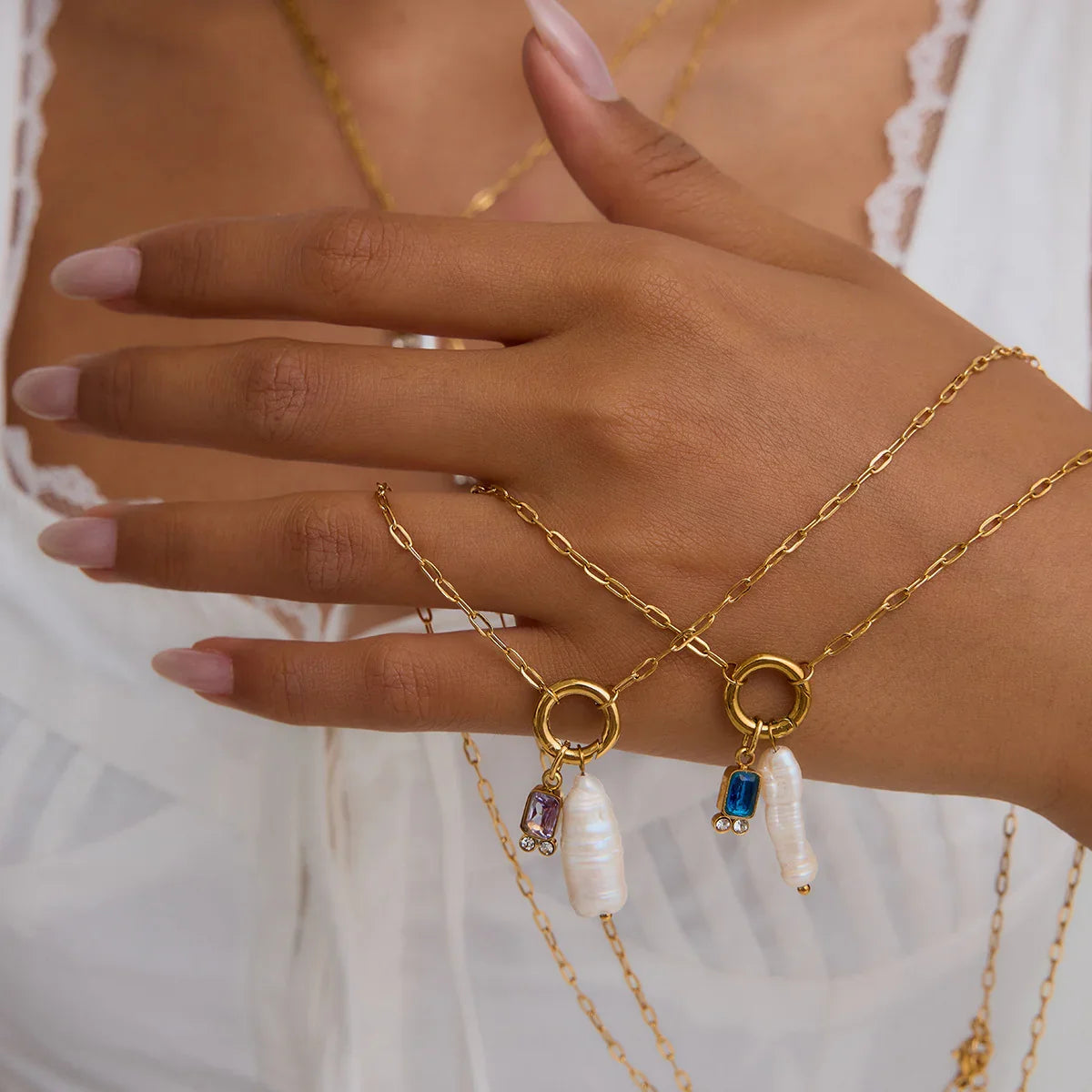 [Echo Fine]Caitlin Birthstone Pearl Necklace