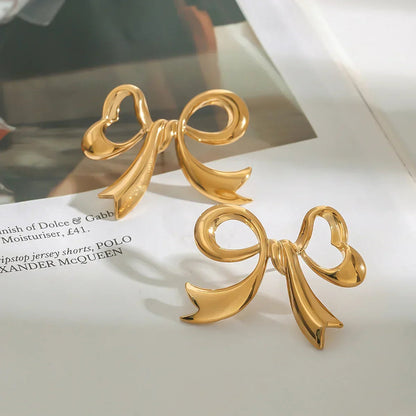 [Echo Fine]Carissa Gold Bowtie Earrings