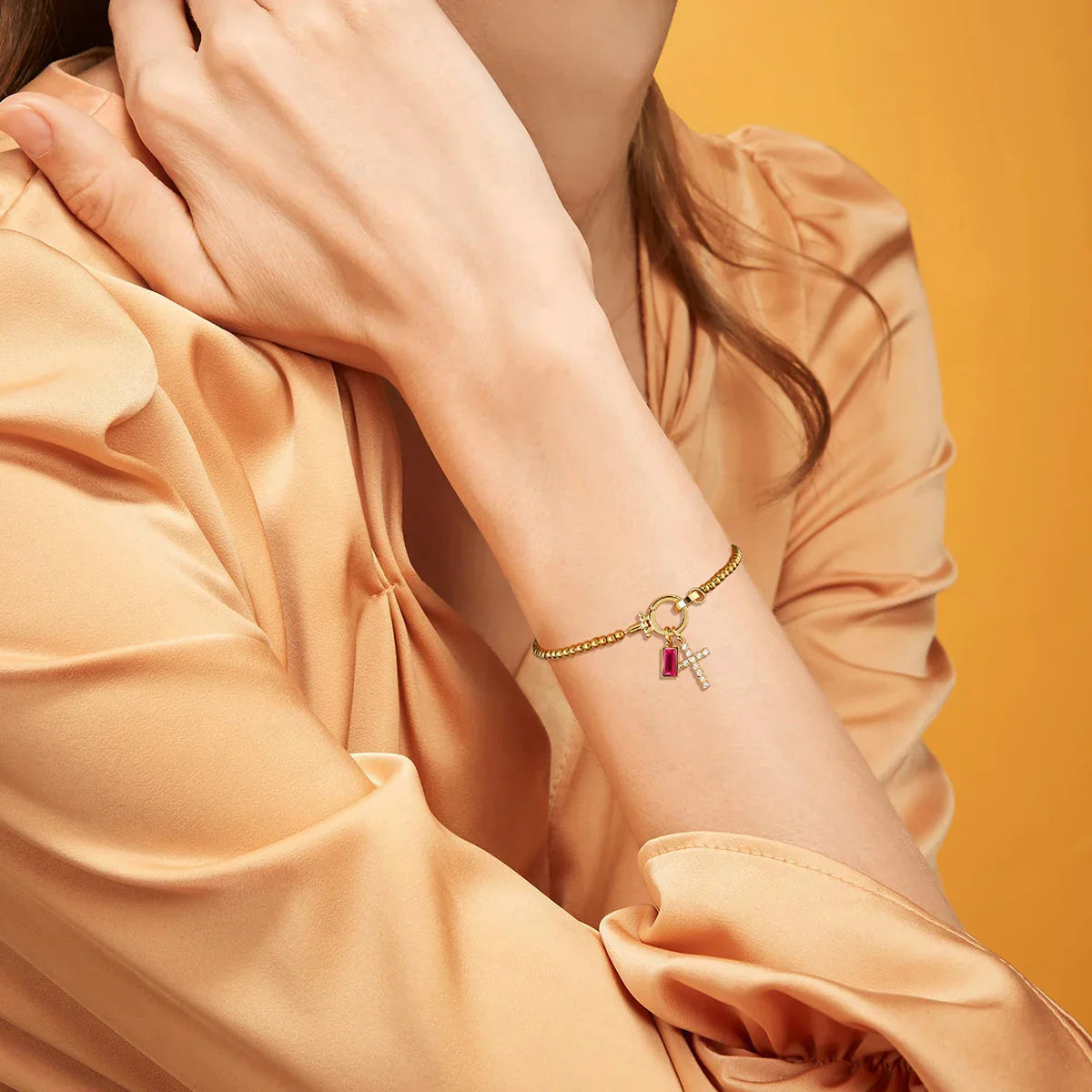 [Echo Fine]Amalia Birthstone Cross Bracelet