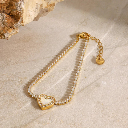 [Echo Fine]Cameron Diamond Heart Tennis Bracelet