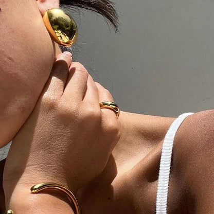 [Echo Fine]Carrie Chunky Bean Gold Earrings
