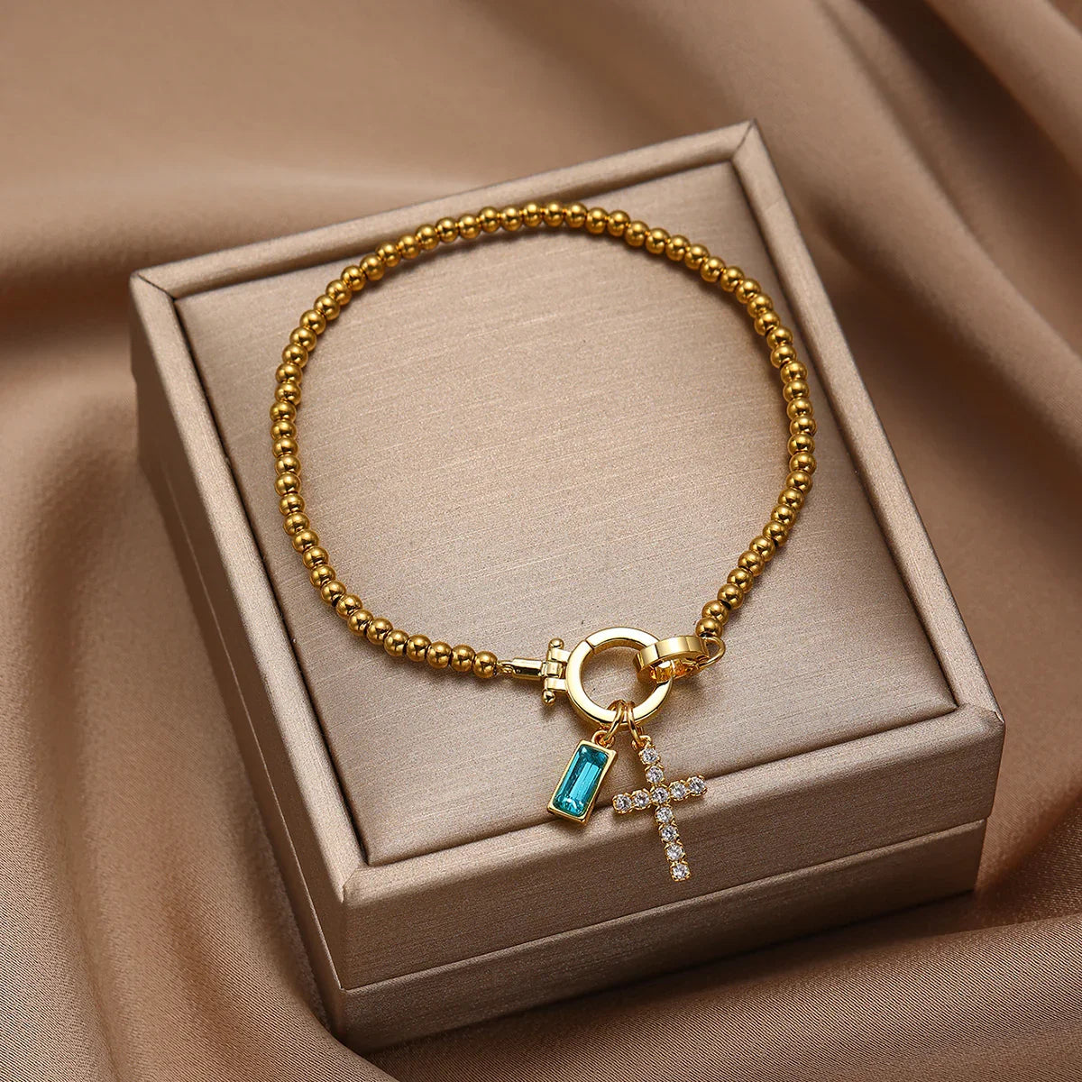 [Echo Fine]Amalia Birthstone Cross Bracelet
