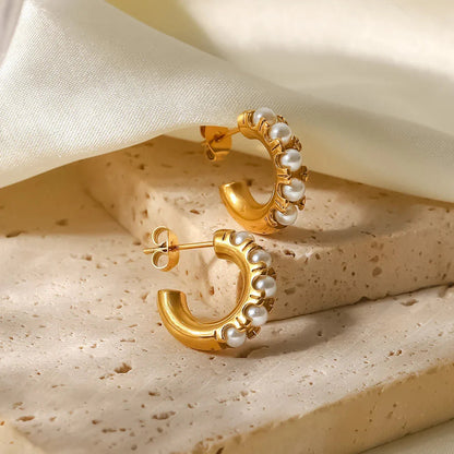 [Echo Fine]Irene Pearl Hoop Earrings