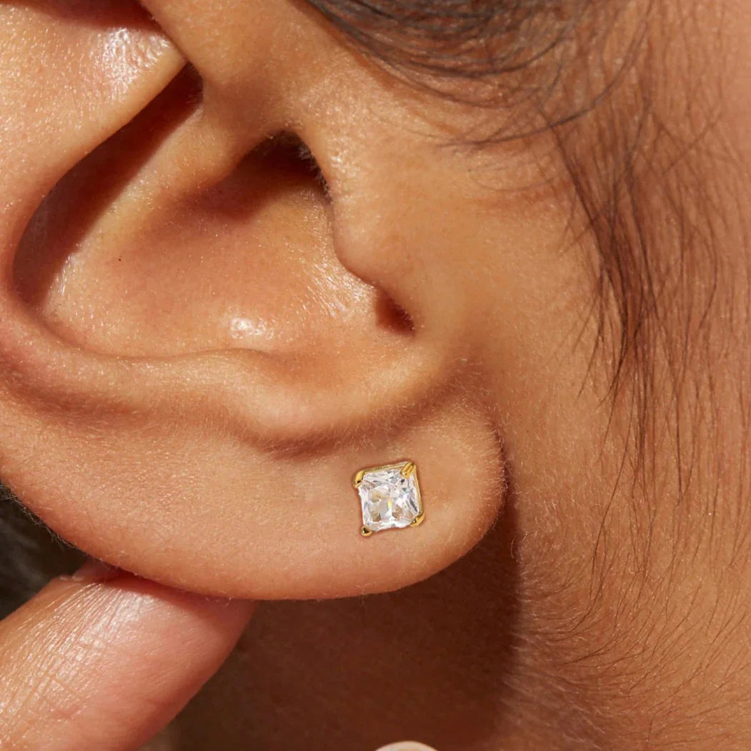 [Echo Fine]March Solitaire Gold Earrings