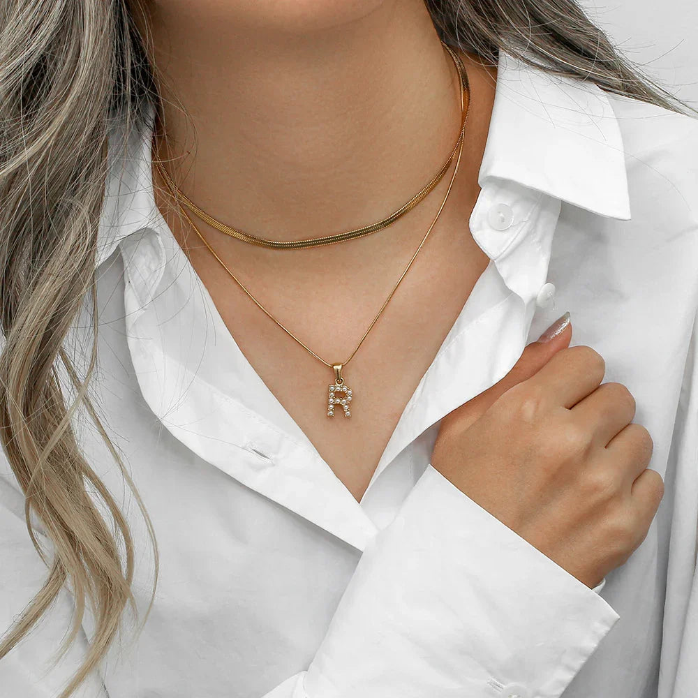 [Echo Fine]Fiona Layered Gold Initial Letter Necklace