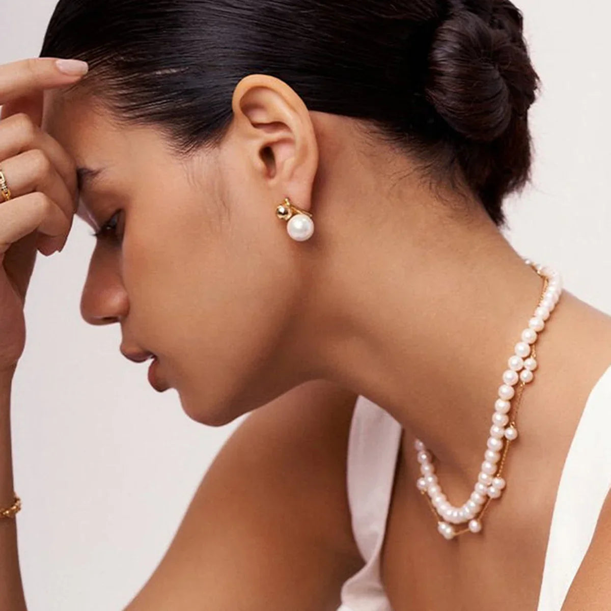 [Echo Fine]Nautica Dome Pearl Earrings
