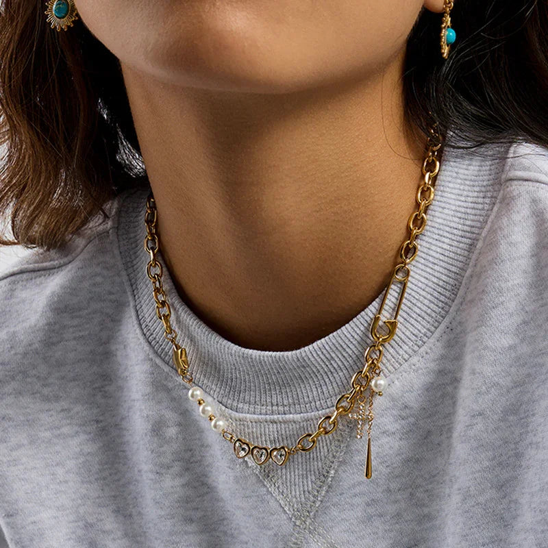 [Echo Fine]Zeraphine Diamond Pearl Gold Necklace