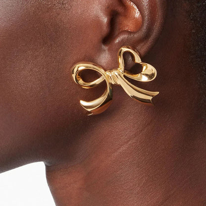 [Echo Fine]Carissa Gold Bowtie Earrings
