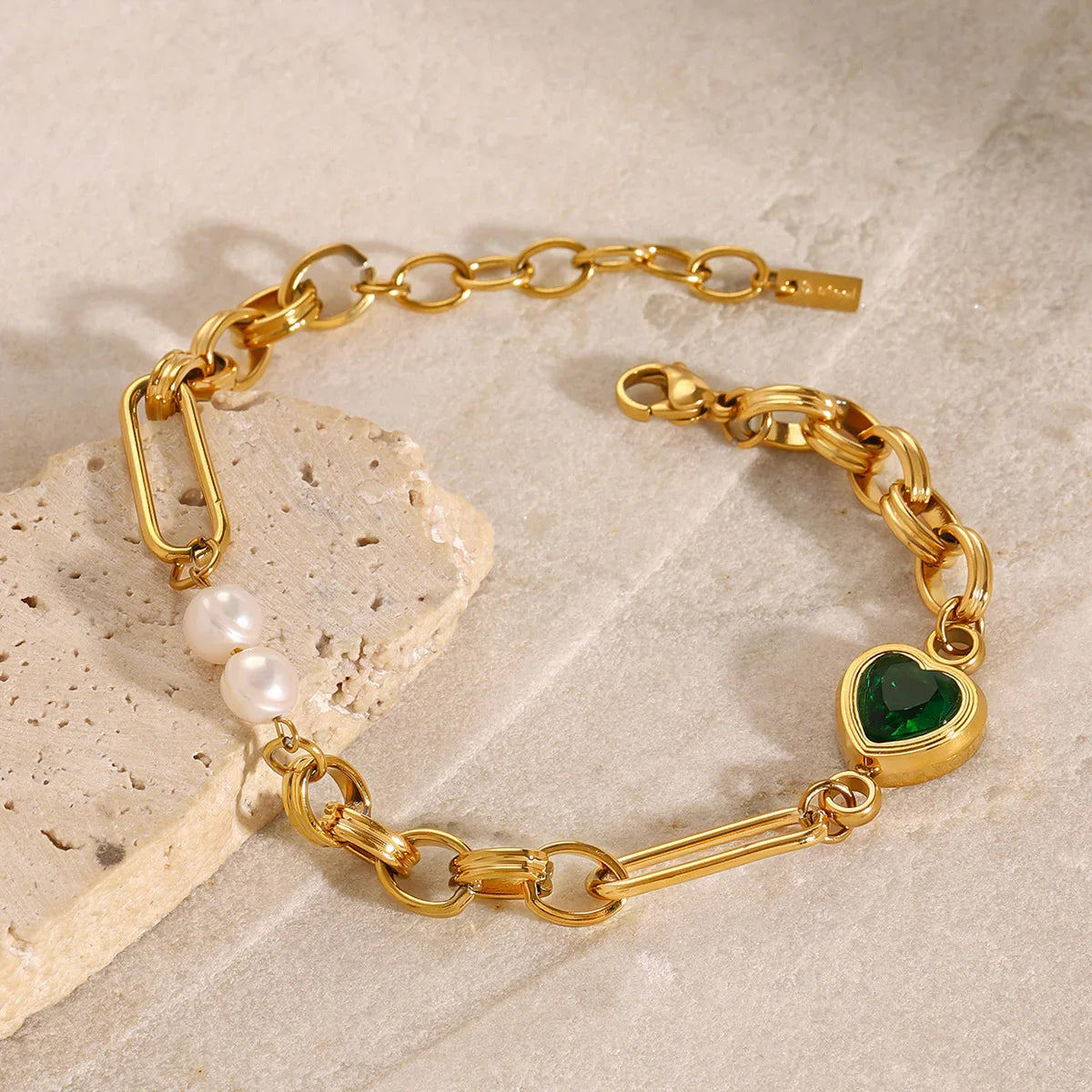 [Echo Fine]Melanie Emerald Pearl Bracelet