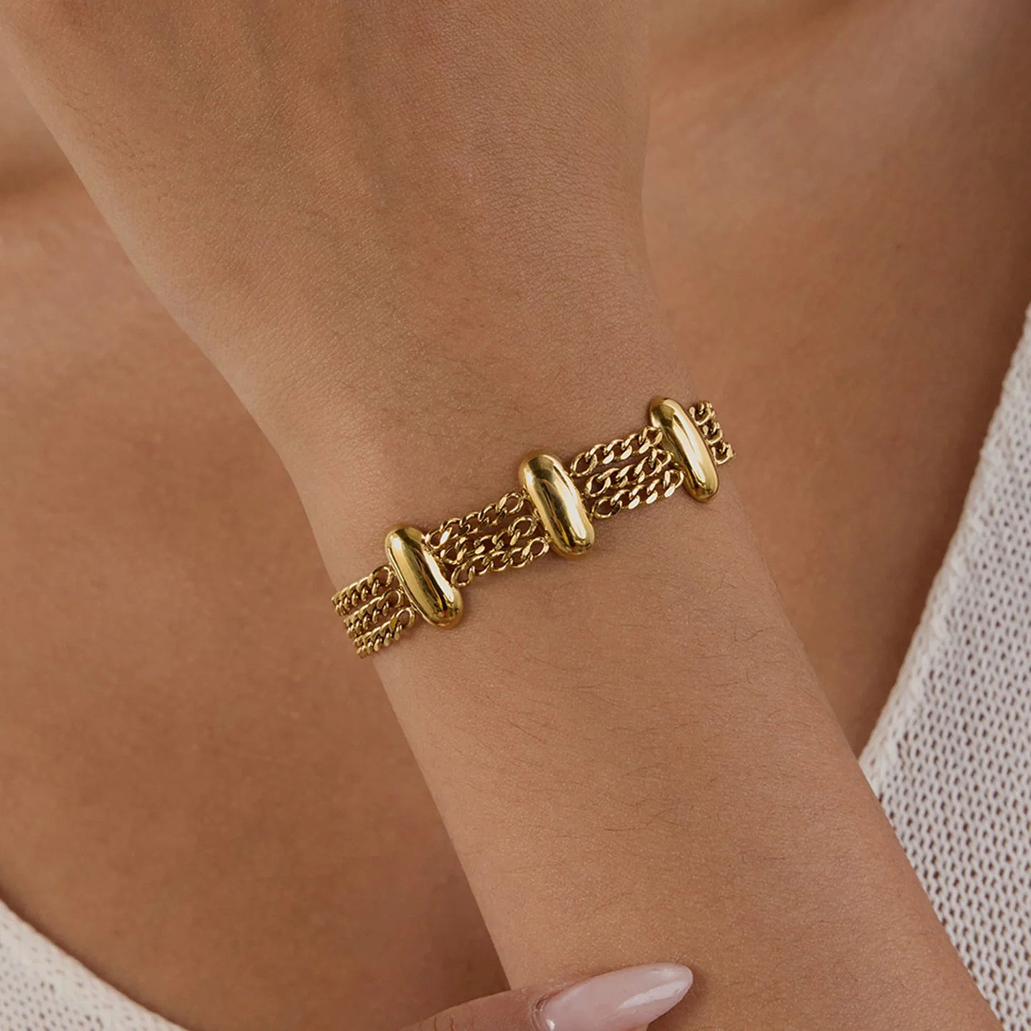 [Echo Fine]Kathleen Layered Chain Gold Bracelet