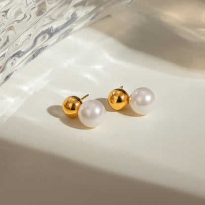 [Echo Fine]Nautica Dome Pearl Earrings