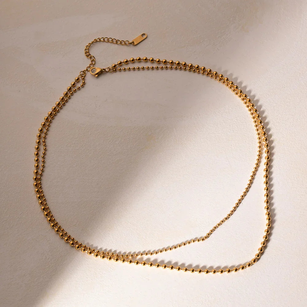 [Echo Fine]Layered Ball Chain Necklace