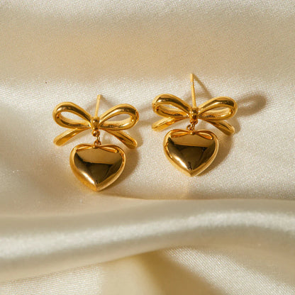 [Echo Fine]Rowanne French Knot Gold Heart Earrings