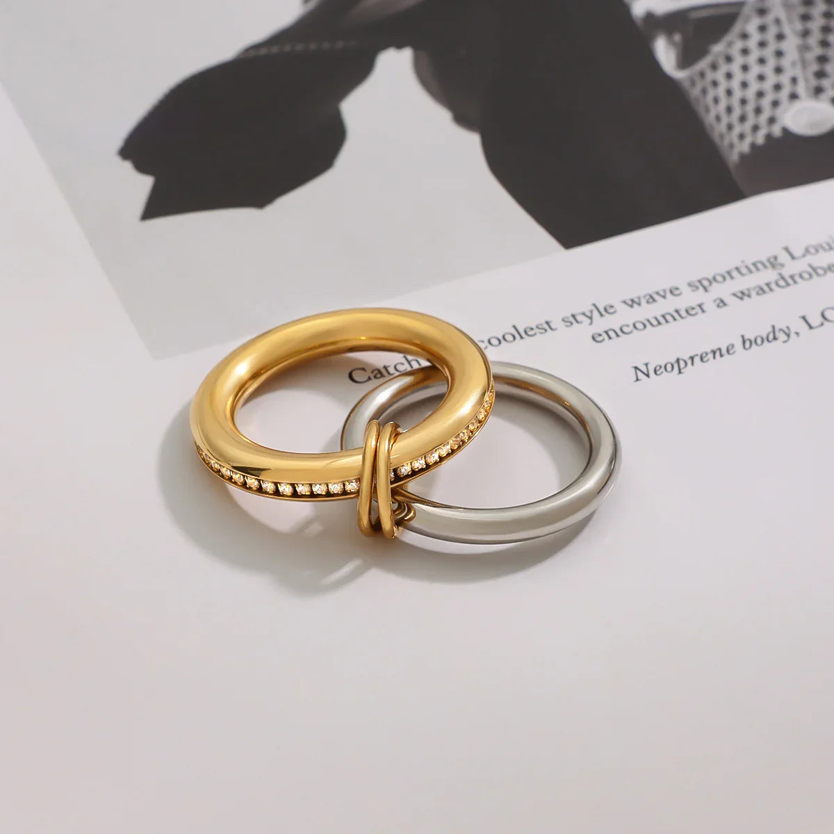 [Echo Fine]Claire Two Tone Ring Stack