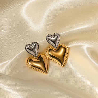 [Echo Fine]Zofia Two Tone Heart Earrings