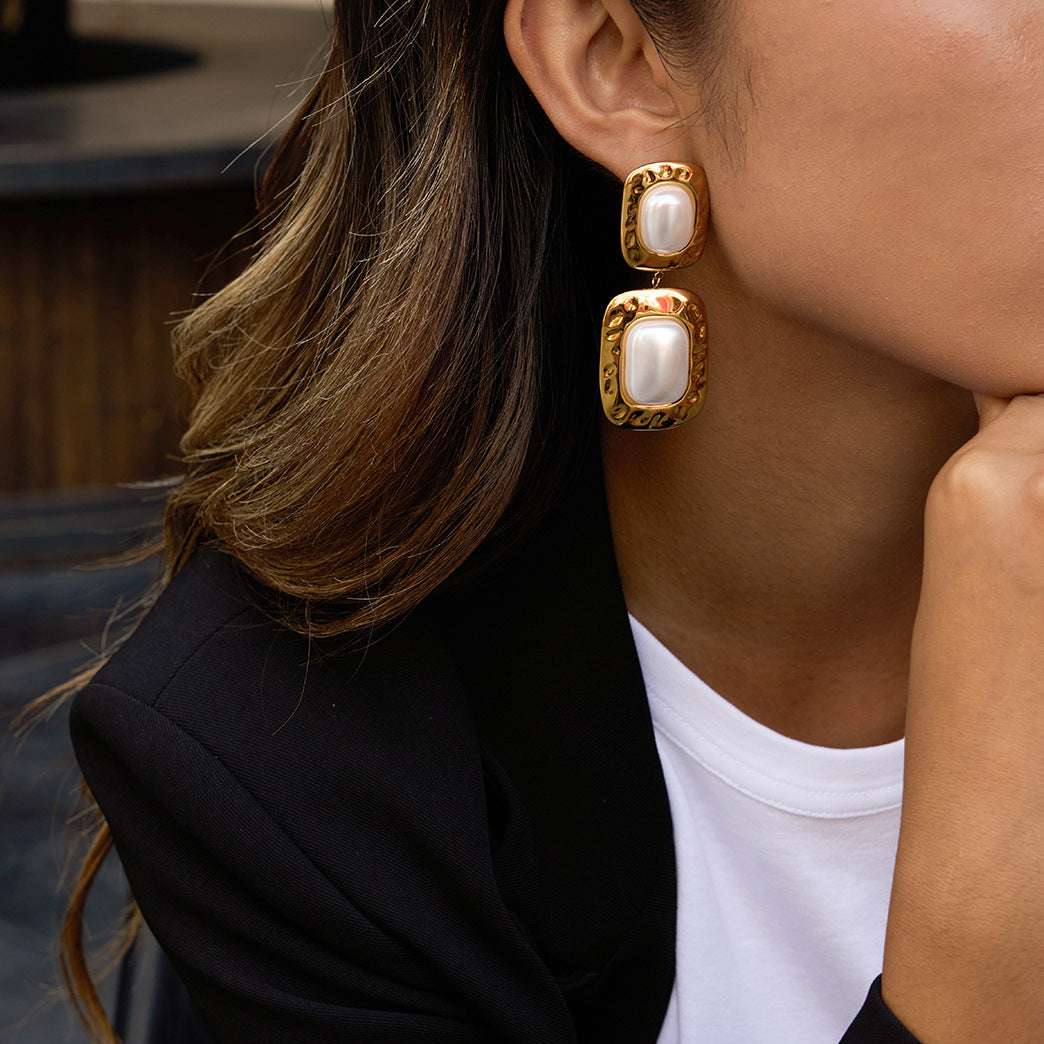 [Echo Fine]Trixie Chunky Pearl Drop Earrings