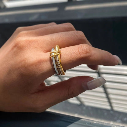 [Echo Fine]Claire Two Tone Ring Stack