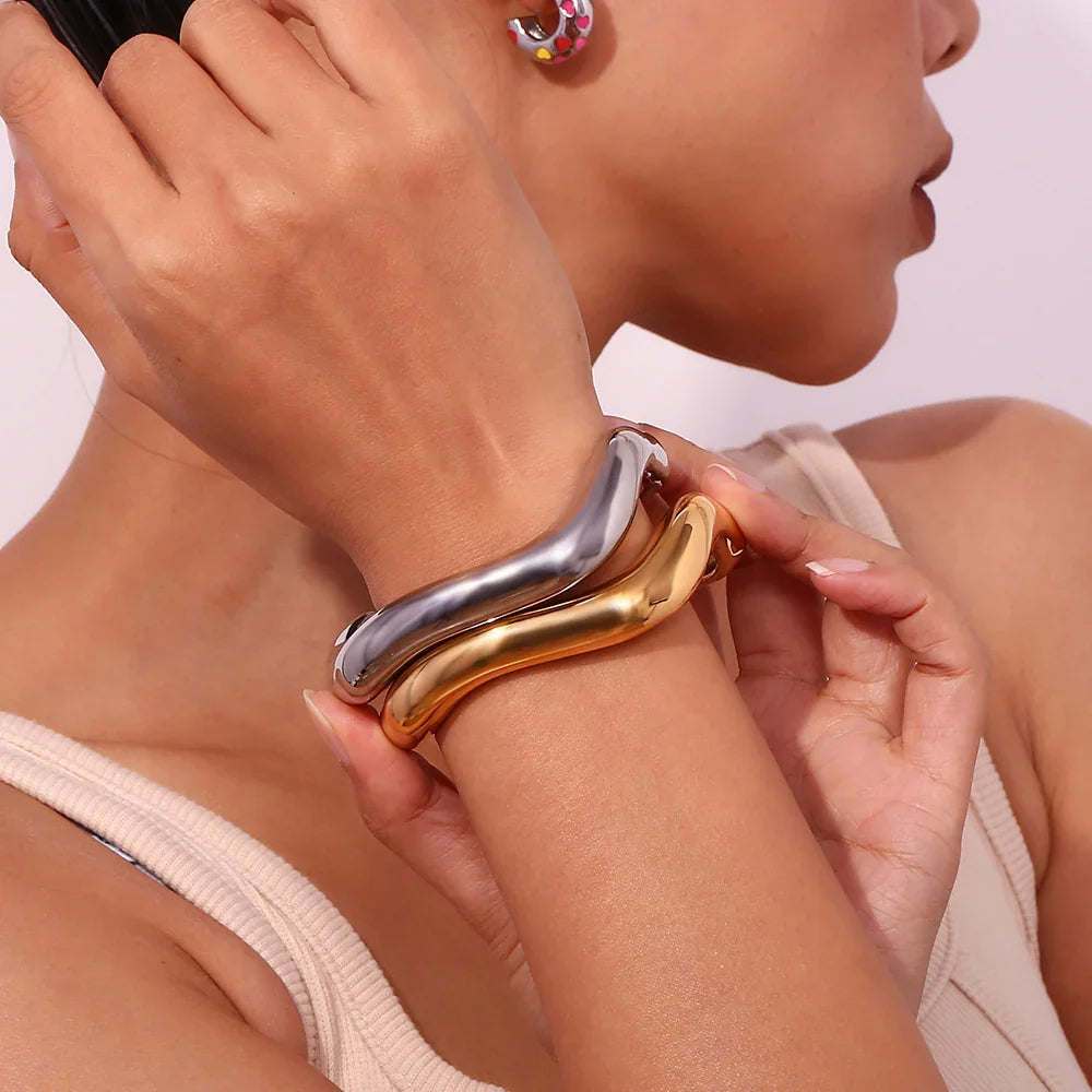 [Echo Fine]Zaria Asymmetrical Gold Bangle
