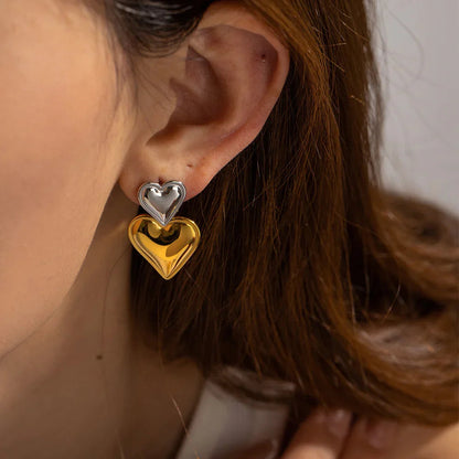 [Echo Fine]Zofia Two Tone Heart Earrings