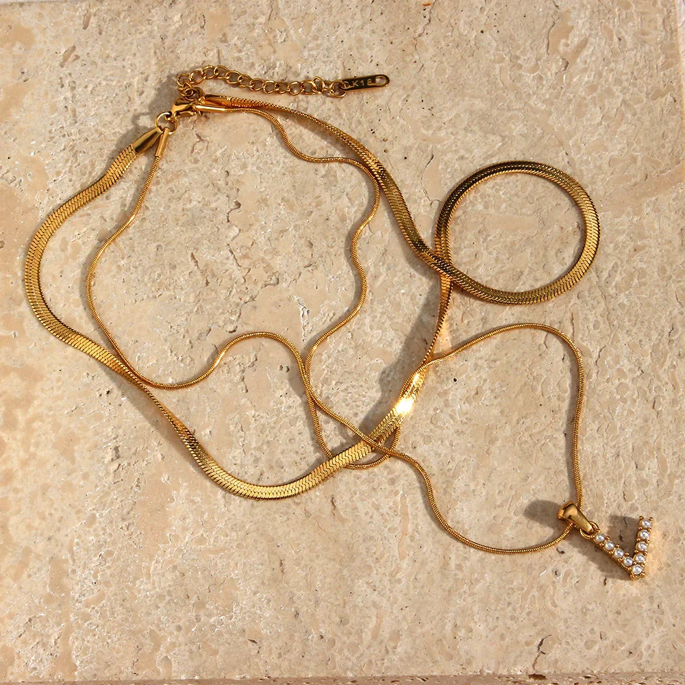 [Echo Fine]Fiona Layered Gold Initial Letter Necklace