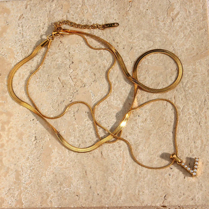 [Echo Fine]Fiona Layered Gold Initial Letter Necklace