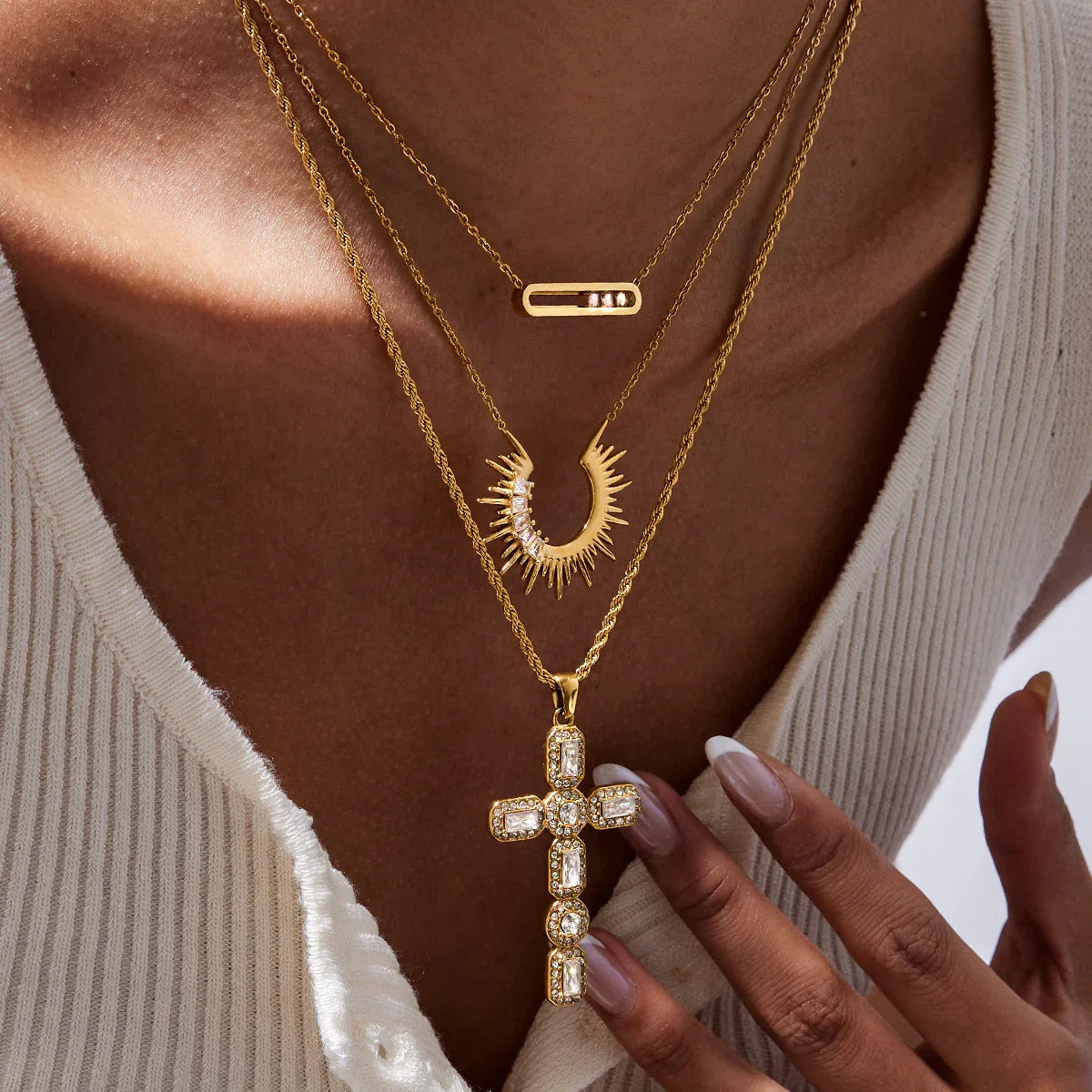 [Echo Fine]Evangelina Diamond Cross Necklace