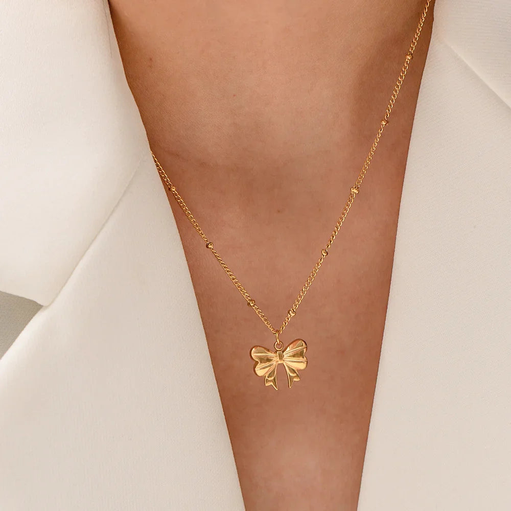 [Echo Fine]June Bow Necklace