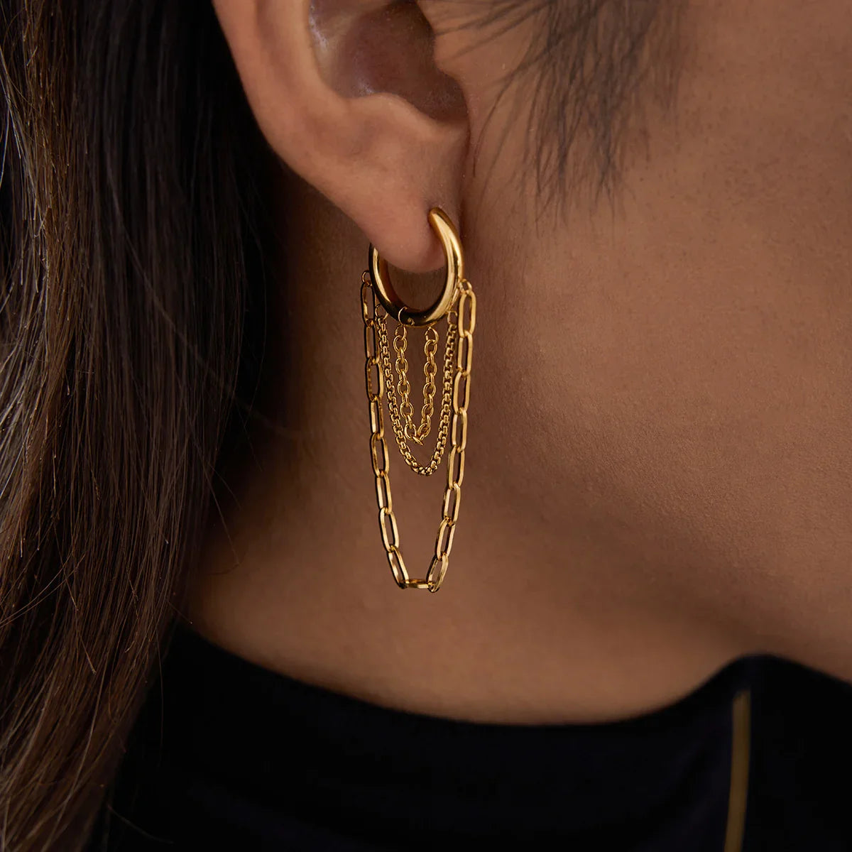 [Echo Fine]Alaina Link Chain Hoops
