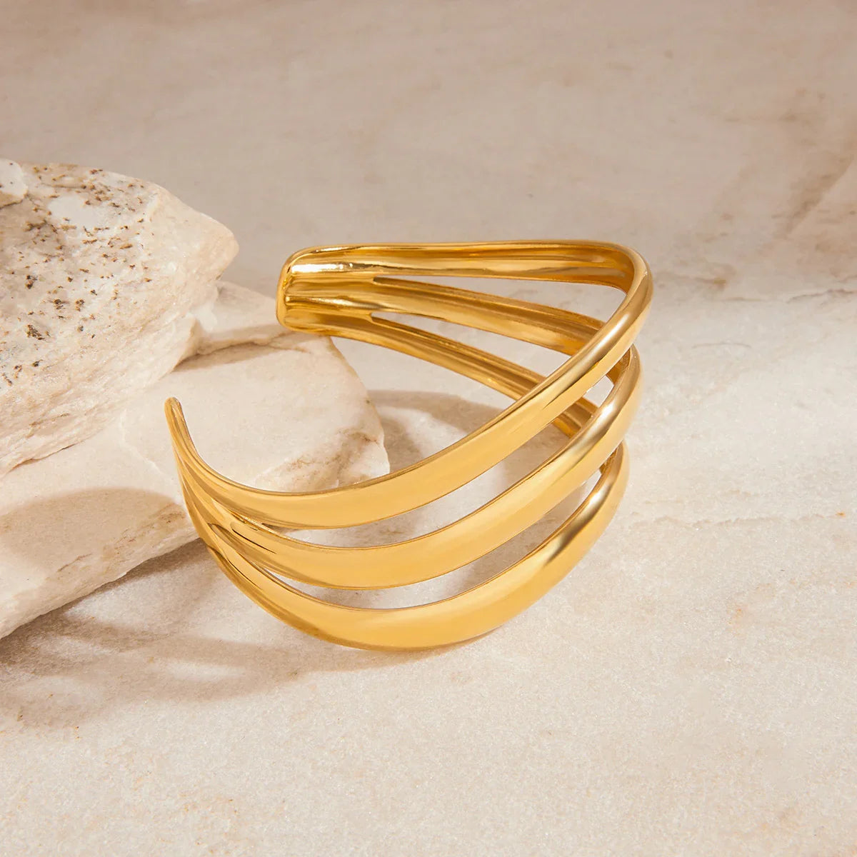 [Echo Fine]Meredith Triple Layer Gold Bangle