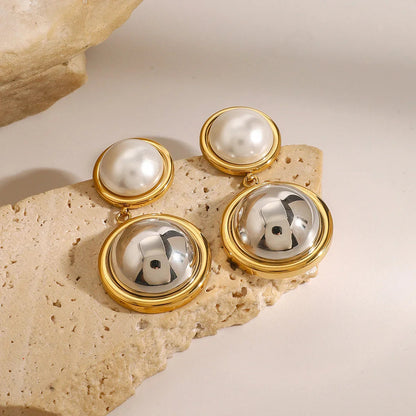[Echo Fine]Avery Pearl Dome Earrings