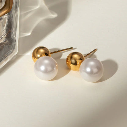 [Echo Fine]Nautica Dome Pearl Earrings