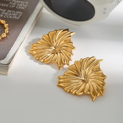 [Echo Fine]Rafaela Sculpted Petal Gold Earrings