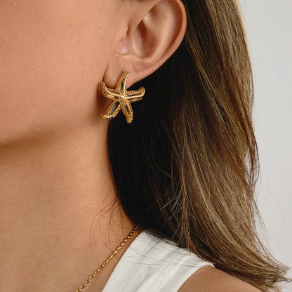 [Echo Fine]Aquatta Gold Starfish Earrings