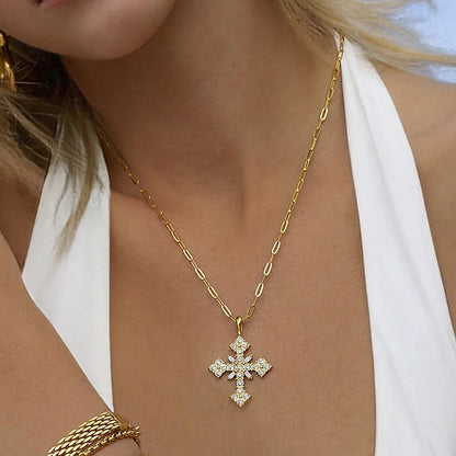 [Echo Fine]Divina Crystal Cross Necklace