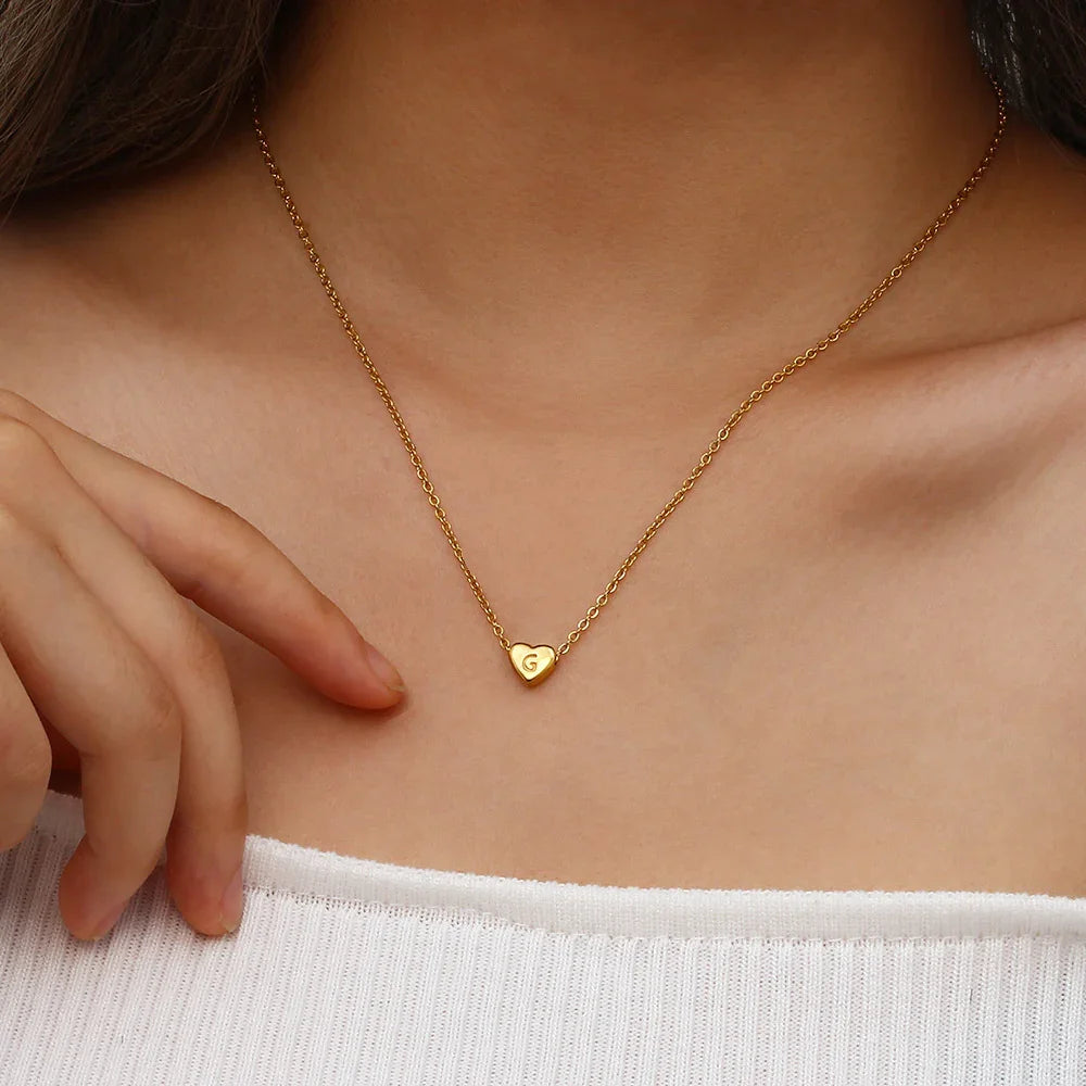 [Echo Fine]Heart Initial Gold Necklace