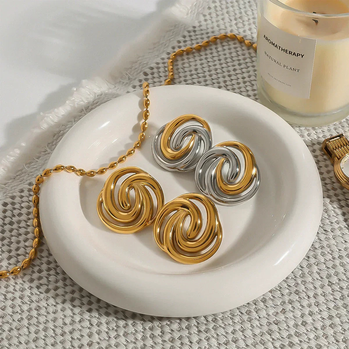 [Echo Fine]Janice Triple Spiral Gold Earrings